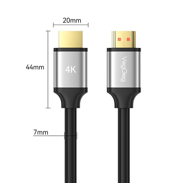 VegGieg 4K 30Hz 18Gbps HDR ARC HDCP HDMI 2.0 Kablo 20 Metre V-H307