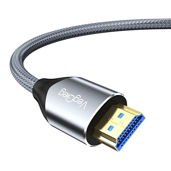 VegGieg 8K 60Hz 4K 120Hz 48 Gbps HDR ARC HDCP Örgülü HDMI 2.1 Kablo 2 Metre