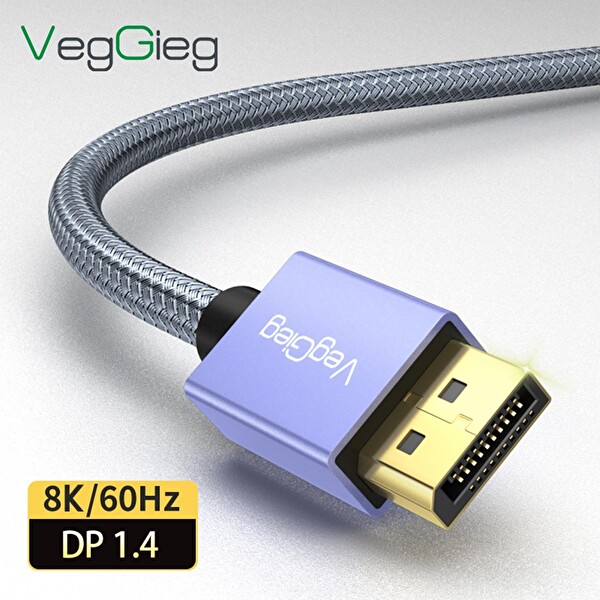 VegGieg 8K/60Hz 4K/165Hz 2K/240Hz DisplayPort 1.4 Kablo 1 Metre