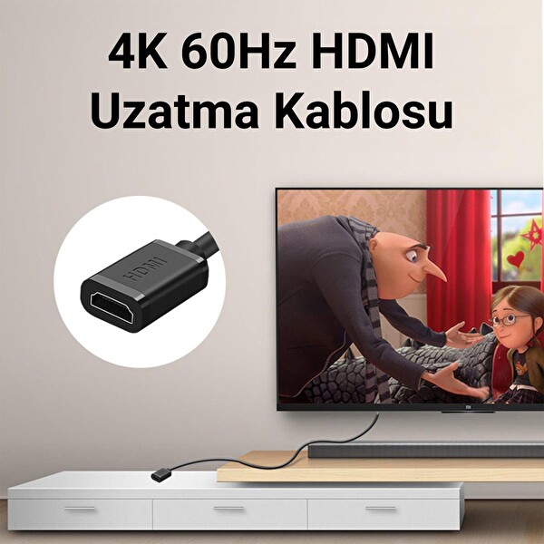VegGieg 4K 60Hz Dişi Erkek HDMI 2.0 Uzatma Kablosu 3 Metre