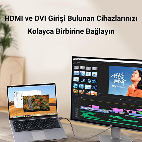 VegGieg DVI 24+1 to HDMI 2K Dönüştürücü Monitör Kablosu 3 Metre