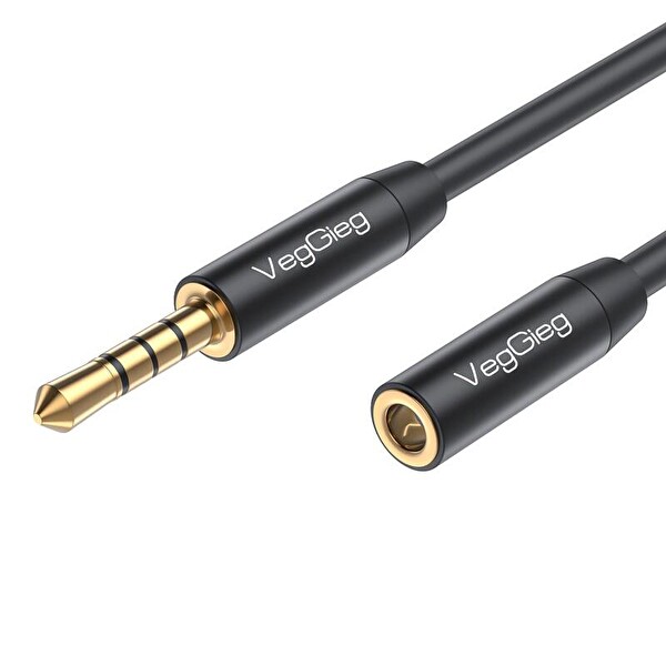 VegGieg 3.5MM TRSS AUX Kulaklık Mikrofon Ses Uzatma Kablosu 1 Metre