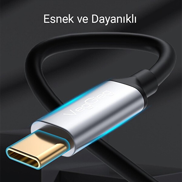 VegGieg V-A624 USB Type-C to 3.5MM Aux Hi-Fi Ses Kablosu 1 Metre