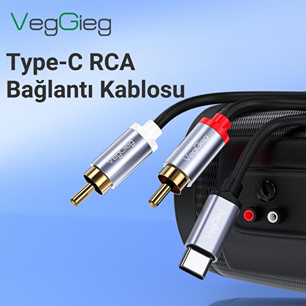 VegGieg A621 USB Type-C to 2 RCA Ses Kablosu 1.5 Metre
