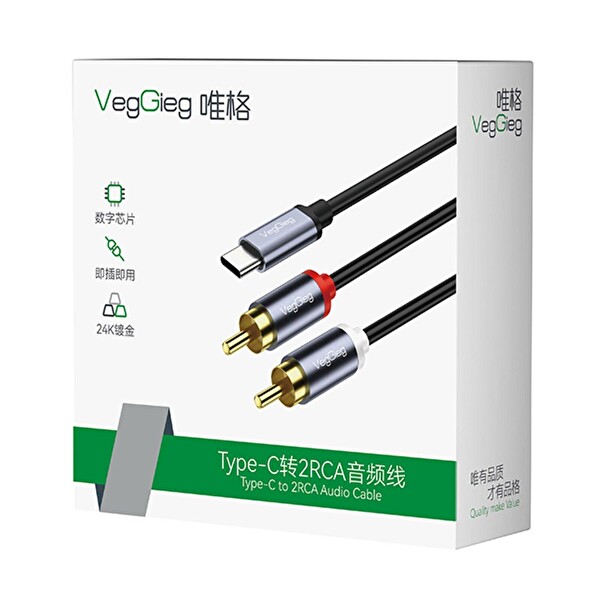 VegGieg A621 USB Type-C to 2 RCA Ses Kablosu 1.5 Metre