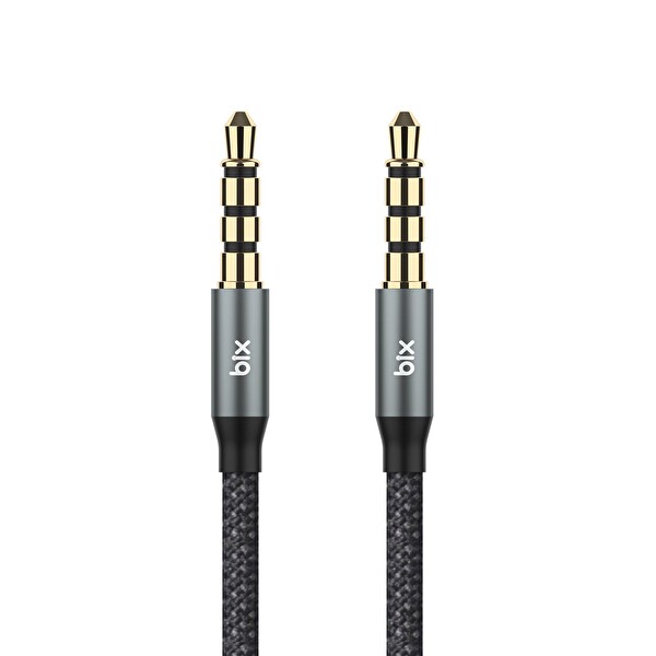 Bix Hi-Fi 3.5mm Erkek to Erkek Örgülü Aux Ses Kablosu 2 Metre