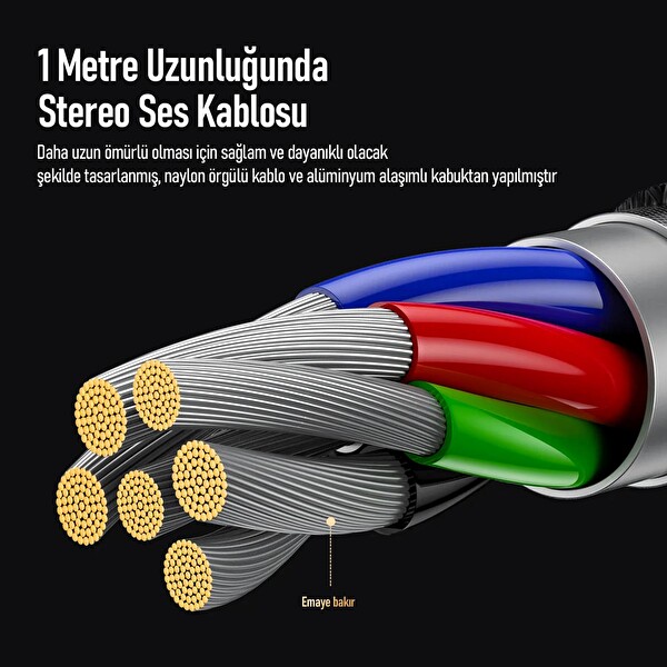 Bix Type-C 3.5MM Aux Hi-Fi Ses Kablosu 1 Metre