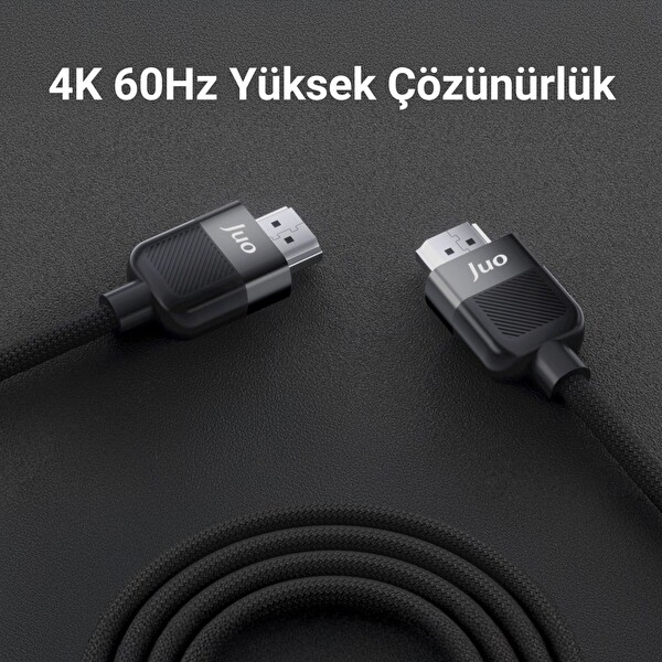 Juo 4K 60Hz 18Gbps HDR ARC HDCP Destekli HDMI 2.0 Örgülü Kablo 1 Metre