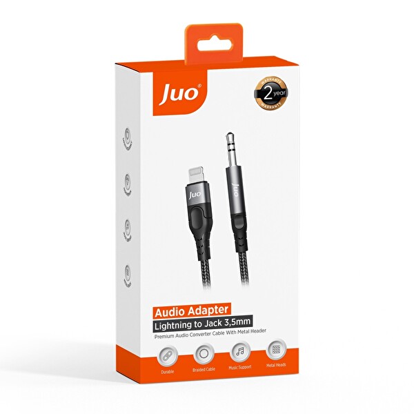 Juo Lightning to 3.5MM Jack Aux Stereo TRS Ses Kablosu 1 Metre