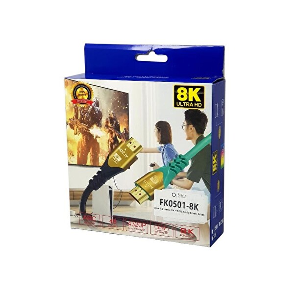 Sline Line Of Technology 8K 1.5 Metre HDMI Kablo 2.1v 60Hz 7680x4320P