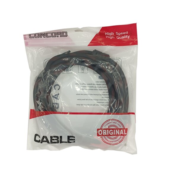 Concord HDMI Kablo 3 Metre Ses ve Görüntü Aktarım Kablosu Siyah-Kırmızı