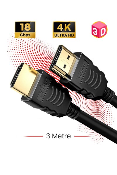 TTAF Hdmi 2.0 4K Ultra HD 60 Hz Ses ve Görüntü Aktarım Kablosu 3 Metre