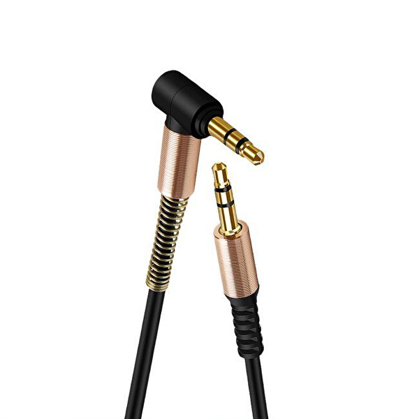 Torima XF-09 Siyah–Altın Uçlu 3.5 mm Stereo Araç Aux Akordeon Ses Kablosu