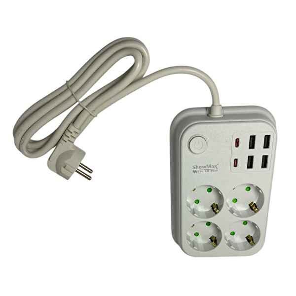 Showmax SH-4629 10A 2500W 2 M 4xUSB 4'lü Termal Akım Korumalı Priz