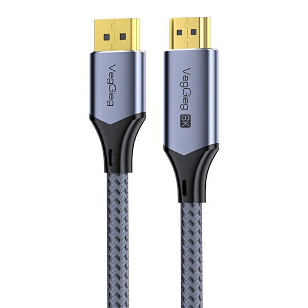 VegGieg DisplayPort DP to HDMI Çevirici Kablo 48 Gbps HDR Destekli Örgülü Adaptör Kablo 2 Metre