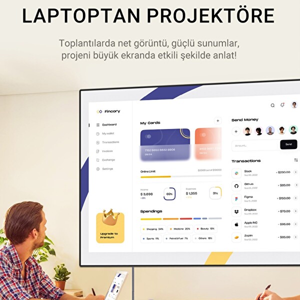 VegGieg DisplayPort DP to HDMI Çevirici Kablo 48 Gbps HDR Destekli Örgülü Adaptör Kablo 2 Metre