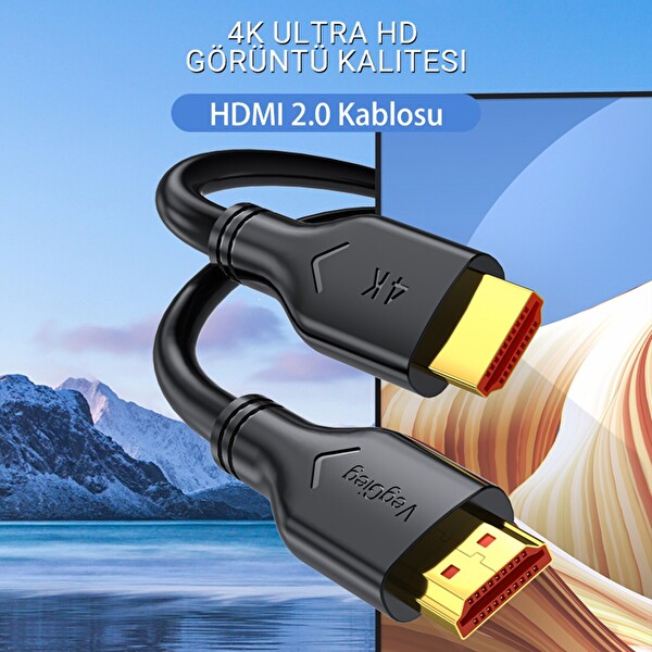 VegGieg V-H111 18Gbps HDR 4K 30Hz 3D Destekli HDMI 2.0 Kablo 15 Metre