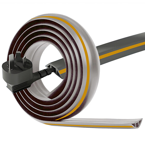 Greentech GT-KK09 Gri Esnek Kablo Kanalı Şeritli