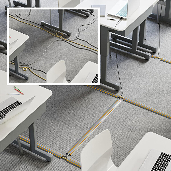 Greentech GT-KK09 Gri Esnek Kablo Kanalı Şeritli