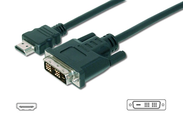 Evimdeyokyok HDMI to DVI-D Adaptör Erkek-Erkek 18+1 AWG 28 5m HDMI 1.3 UL Siyah