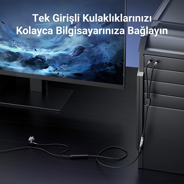 Rocoren Hi-Fi TRRS Mikrofon ve Kulaklık Ayırıcı 3.5mm Y Jack Kablo