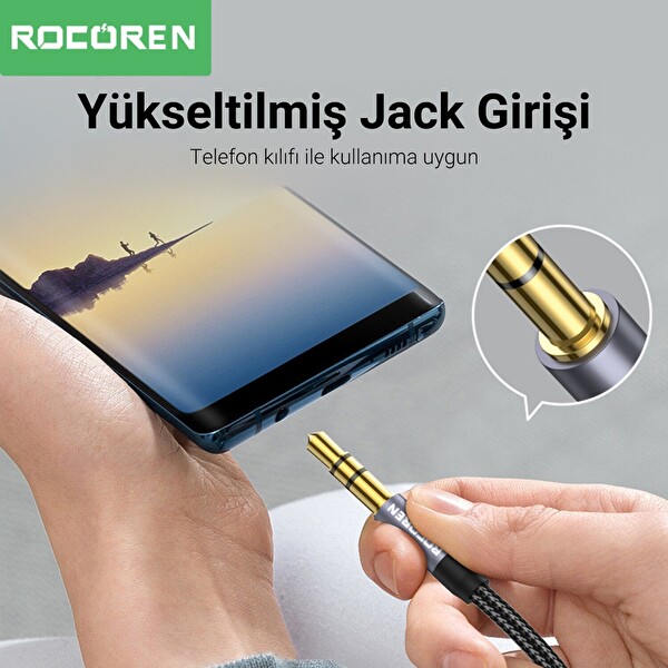Rocoren 3.5mm Hi-Fi TRS AUX Ses Kablosu 50 CM
