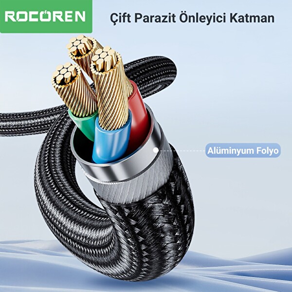 Rocoren 3.5 MM AUX Jack to RCA Hi-Fi 3 M Ses Kablosu