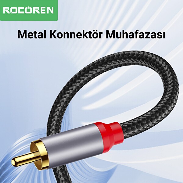 Rocoren 3.5 MM AUX Jack to RCA Hi-Fi 3 M Ses Kablosu