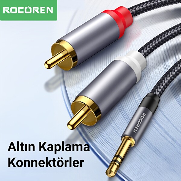 Rocoren 3.5 MM AUX Jack to RCA Hi-Fi 3 M Ses Kablosu