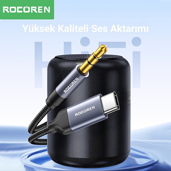 Rocoren Type-C to 3.5 MM Jack AUX Hi-Fi DAC 2 M Ses Kablosu