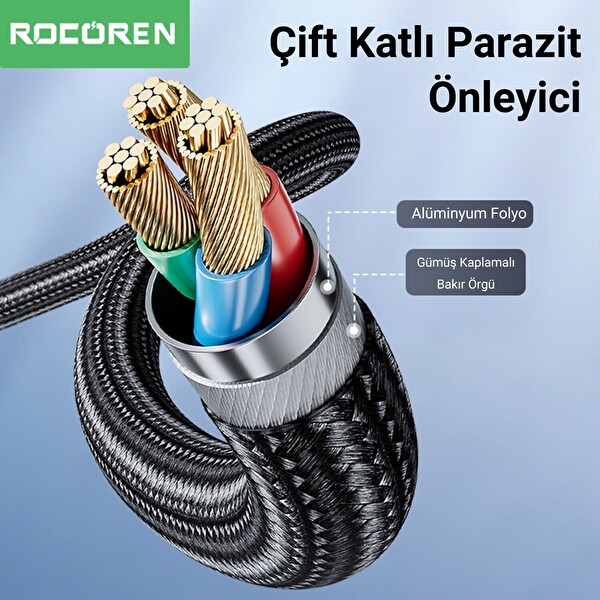 Rocoren Type-C to 3.5 MM Jack AUX Hi-Fi DAC 2 M Ses Kablosu
