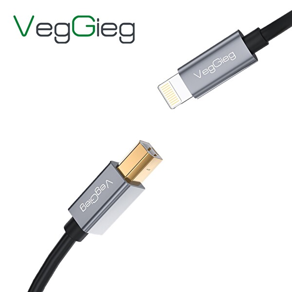 VegGieg Lightning to MIDI USB-B iPhone iPad Uyumlu Müzik Enstrüman Kablosu