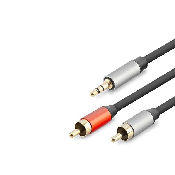 Evimdeyokyok HDX1074 3.5 MM To 2Rca Kablo 2 Lişne Gold 3 M Siyah