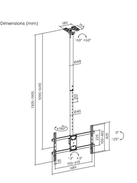 Digitus Tavana Monte TV Askı Aparatı 43
