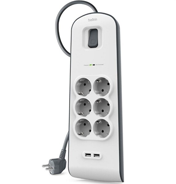Belkin Surge Plus BSV604 6x Akım Korumalı Priz - 2x USB-A