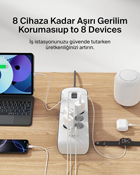 Belkin Surge Plus BSV604 6x Akım Korumalı Priz - 2x USB-A