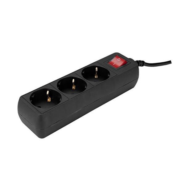 S-Link 3'lü 1.5 MT Siyah - SPG3-X-3 Akım Korumalı Priz