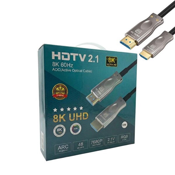 Fully 50 Metre 8K 60Hz ARC Fiber Optik HDMI Kablo 2.1v 7680x4320