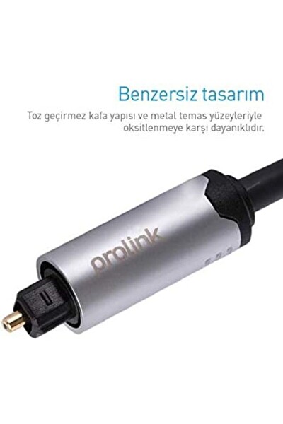Prolink 60 CM Optik Kablo Toslink Plug Metal Premıum Chrome Audıo Optik Fiber Ses Kablosu