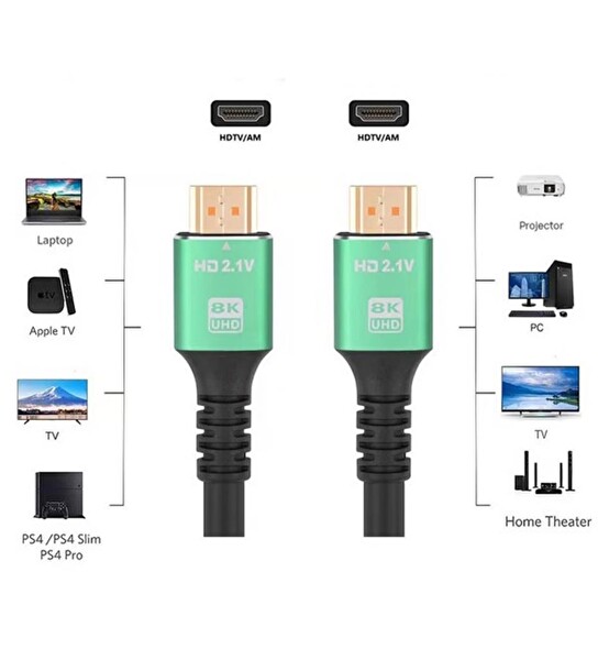 Electroon FL2020 8K 2.1v 7680x4320 Siyah HDMI Kablo - 20M