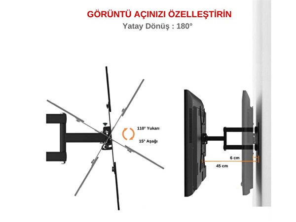 Herz Thomson İle Uyumlu 55QG6C14 551 139 Ekran LCD Led TV Hareketli Askı Aparatı