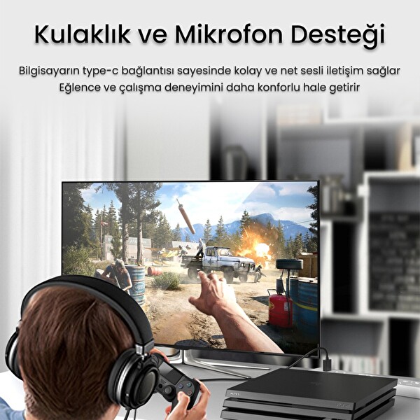 VegGieg Type-C To 3.5MM Aux Ve Mikrofon Dönüştürücü Adaptör DAC Chip HiFi Ses Kartı