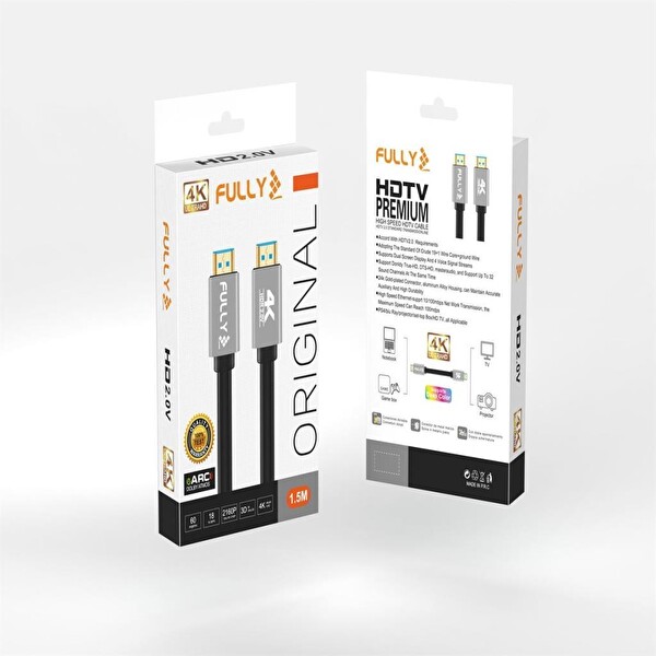 Fully G-507L 4Kx2K 60Hz UHD 2.0V HDMI Kablo Gri - 1.5M