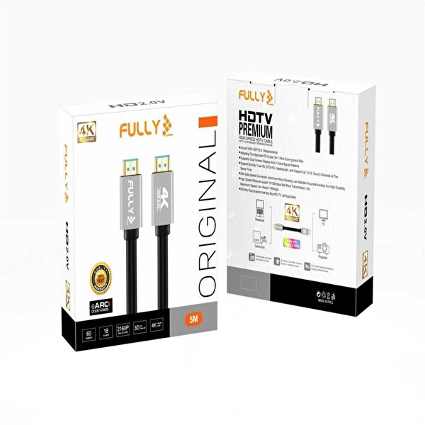 Fully G-507N 4Kx2K 60Hz UHD 2.0V HDMI Kablo Koyu Gri - 5M