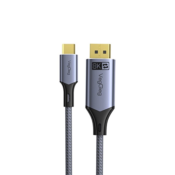 VegGieg Type-C To DP 8K 60Hz 4K 240Hz HDR ARC 48Gbps Örgülü Çift Yönlü Görüntü HDMI Kablo - 1 M