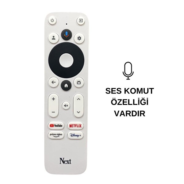 Next 4K TV Stick TV BOX Orijinal Kumanda Beyaz - Ses Komutlu