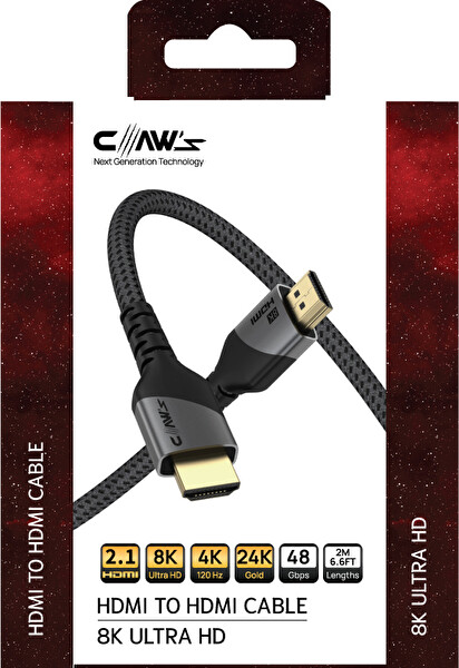 Claw’s UHD HDMI 2.1 48 Gbps 8K 60Hz 4K 120Hz 2K 240Hz FHD 240Hz HDMI Kablo