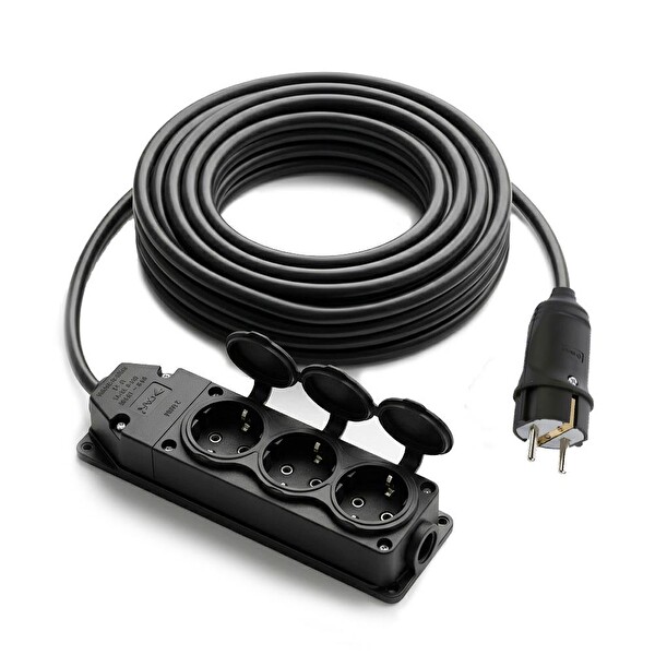 Electroon 3x1.5mm 10 Metre Topraklı Kauçuk Üçlü Grup Priz