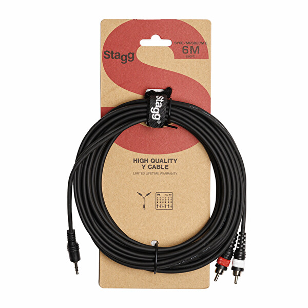 Stagg SYC6/MPSB2CM E Y 6 M 3.5 MM Stereo Mini Jack - 2 X RCA Erkek Ses Kablosu
