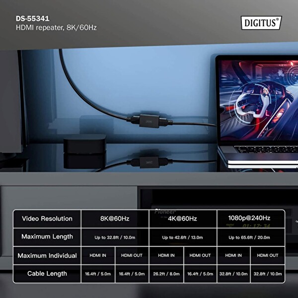 Digitus HDMI 8K 60Hz 10m 8K 60, 16 M 4K 60Hz Uzatıcı 3